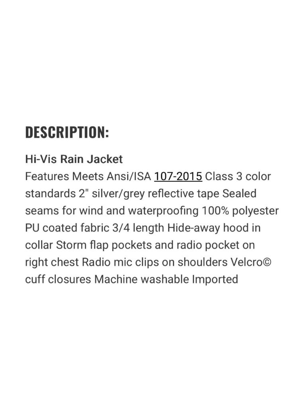 NWT Game Workwear Hi-Vis Rain Jacket Mens 2XL 1340 - Picture 4 of 4